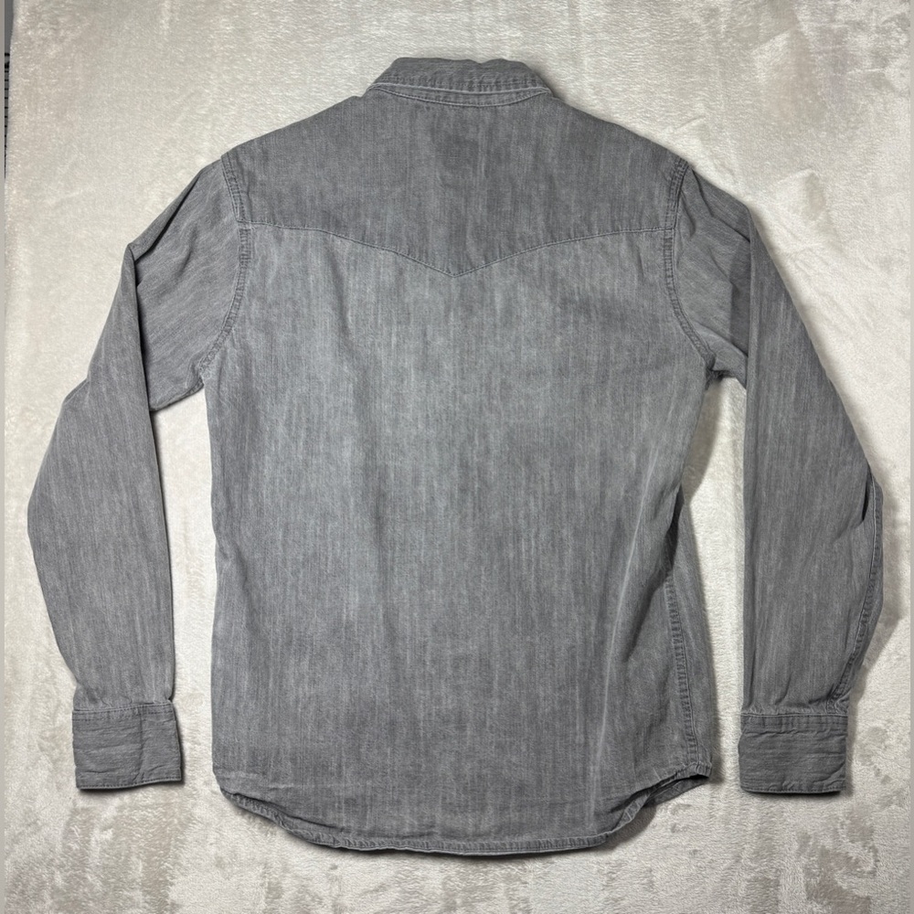 Levi’s Men’s Barstow Classic Western Pearl Snap Grey Denim Jean Shirt Size Small - Picture 9 of 14